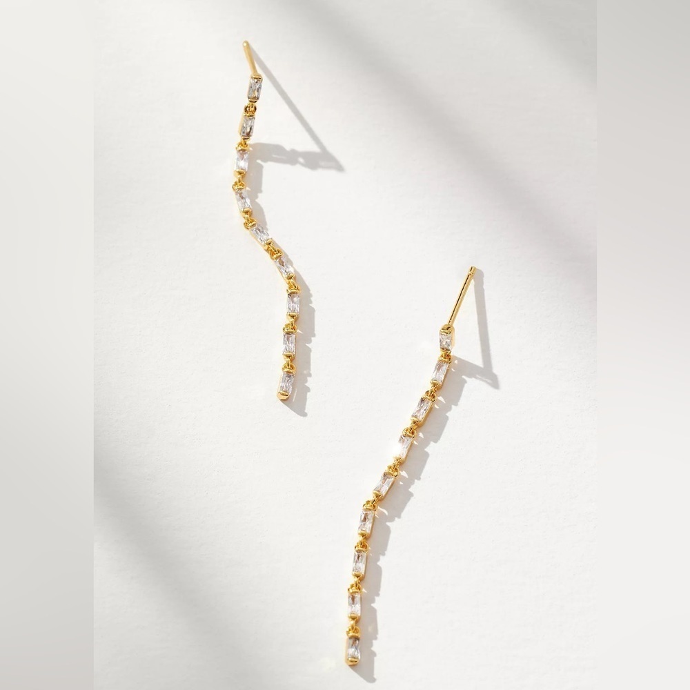 NWT Linear Baguette Drop Earrings by Anthropologie